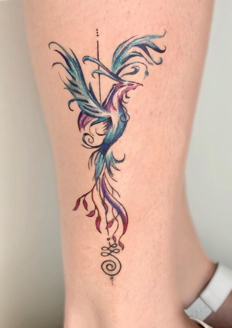 Feminine phoenix tattoo Girly Phoenix Tattoo, Unalome Phoenix Tattoo, Phoenix Unalome Tattoo, Phoenix Bird Tattoos Small, Phoenix Tattoo Feminine Small, Colorful Phoenix Tattoo, Feminine Phoenix Tattoo, Fractal Tattoo, Buddhist Symbol Tattoos