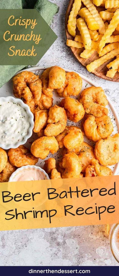 Beer Battered Shrimp are crispy, golden brown, and so flavorful. Make these shrimp for your next party, and watch how quickly they disappear! Shrimp Beer Batter, How To Make Breaded Shrimp, Batter Fried Shrimp Recipes, How To Make Beer Batter, Batter For Fried Shrimp, Beer Batter Shrimp, Battered Shrimp Recipes, Fried Shrimp Recipes Easy, Shrimp Batter