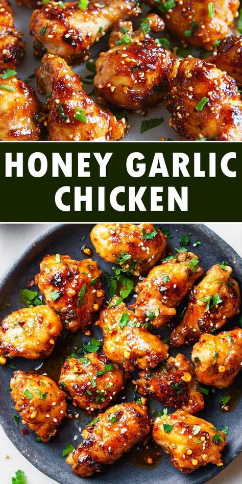 This Honey Garlic Chicken recipe is your perfect go-to! 🍯 With tender, juicy chicken glazed in a rich honey garlic sauce, this dish is both sweet and savory, making it an absolute family favorite. Ready in under 30 minutes, it’s ideal for busy weeknights or a cozy weekend dinner. ❤️ 👉 Try it today and bring restaurant-quality taste to your home kitchen! Save this recipe now and enjoy it for your next meal! 🍽️ #HoneyGarlicChicken #QuickDinnerIdeas #EasyRecipes #WeeknightMeals #HealthyEating Honey Glaze Recipe For Chicken, Low Calorie Honey Garlic Chicken, Honey Garlic Chicken And Vegetables, Hot Honey Dinner Recipe, Honey Garlic Chicken Thigh Recipes, Honey Garlic Sauce For Chicken, Honey Chicken Recipe Easy, Maple Garlic Chicken, Honey Garlic Chicken Marinade