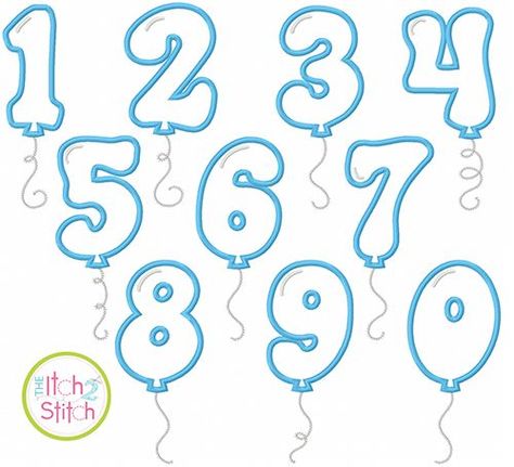 Balloon Numbers Applique Balloon Numbers Drawing, How To Draw Balloons, Balloon Font, Bubble Numbers, Royal Icing Templates, Balloon Numbers, Balloon Template, 16 Balloons, Number Drawing