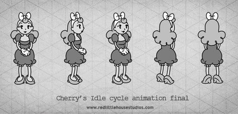 Cherry's Idle cycle animation final by RedLittleHouse Walk Cycle Animation, Cycle Animation, Idle Animation, 1930s Cartoons, Walk Cycle, Animated Man, Animation Gif, Game Grumps, Animation Reference