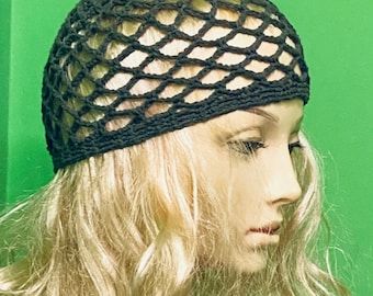 Mesh Beanie Crochet, Crochet Mesh Hat, Crochet Lace Hat, Black Crochet Hat, Cape Au Crochet, Crochet Adult Hat, Crochet Net, Crochet Cape, Crochet Skull