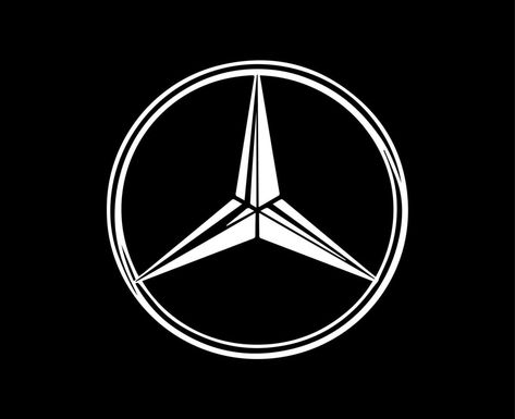 Mercedes Benz Brand Logo Symbol White Design german Car Automobile Vector Illustration With Black Background Mercedes Benz Tattoo, Benz Tattoo, Benz Logo, Car Symbols, Mercedes Logo, Car Brands Logos, Black And White Logos, Logo Symbol, Mercedes Benz Logo