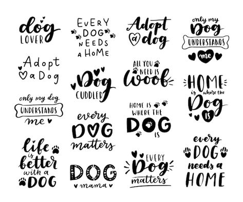 Dog adoption phrase black and white. ins... | Premium Vector #Freepik #vector #dog #animal #quote #text Black And White Inspirational Quotes, White Inspirational Quotes, Cute Dog Quotes, Dog Washing Station, Dog Quotes Love, Stencils For Wood Signs, Dog Business, Letter N Words, Graphic Design Fonts