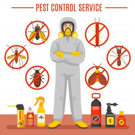 Pest control service illustration | Free Vector #Freepik #freevector #health #icons #flat #eco Cockroach Control, Rodent Control, Best Pest Control, Mosquito Control, Bug Control, Termite Control, Pest Management, Insect Control, Pest Control Services