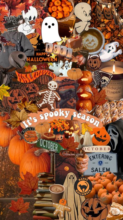 Halloween Backgrounds Collage, Aesthetic Halloween Collage, Ipad Wallpapers Halloween, Asthetic Picture Wallpaper Halloween, Wallpaper Backgrounds Halloween Cute, Happy Halloween Wallpaper Backgrounds, Pretty Halloween Wallpaper, Hollowen Wallpapers Iphone, Cut Halloween Wallpapers