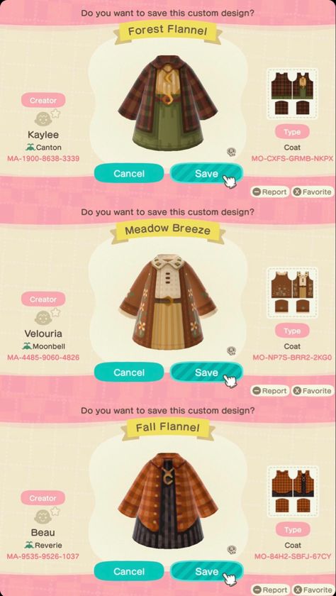 Acnh Fall Pattern Codes, Forest Core Animal Crossing Villagers, Acnh Cottage Core Outfit Code, Cottagecore Acnh Outfit Codes, Acnh Fall Themed Island, Acnh Fall Clothes Design, Cottage Core Animal Crossing Clothes, Deer Animal Crossing, Animal Crossing Fashion Cottagecore