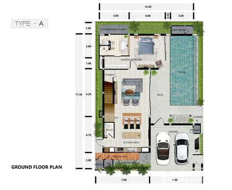 3 Bedroom Bali Villa Floor Plans, Camping Cafe, Dipping Pool, Pool House Plans, Tropical Pool, Pool Villa, Villa Plan, House Layout Plans, House Layout