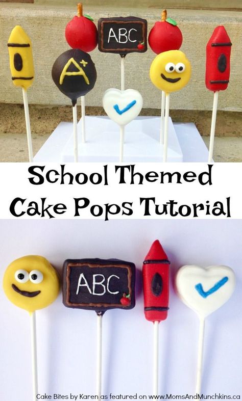 Back To School Cake Pops Tutorial - great for a school-themed party or graduation party! School Cake Pops, Back To School Cake, Cake Pops Tutorial, Cake Pop Tutorial, Teacher Cakes, Buckwheat Cake, Pop Ideas, School Cake, Delicious Clean Eating