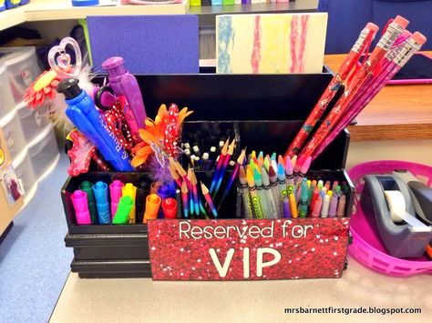 VIP Table - an extension of the special classroom supply reward Vip Supplies Classroom, Student Vip Ideas, Classroom Vip Table, Student Vip Desk, Vip Student Ideas, Vip Desk In Classroom, Vip Student Desk, Vip Student, Motivating Students