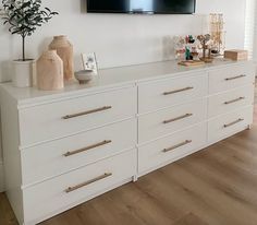 Dresser I. Closet, Master Bedrooms Ikea, White Large Dressers, Ikea Double Dresser, Ikea Dresser Combination, Ikea White Malm Dresser, Ikea Large Dresser Hack, 9 Drawer Dresser Diy, Ikea Dresser Nursery Hack