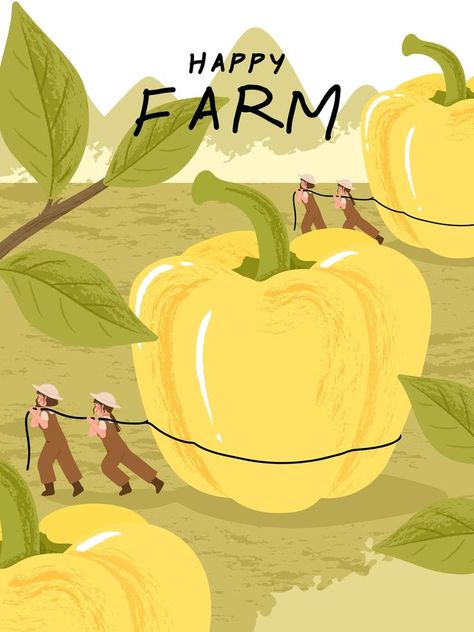 Farmer Cartoon, Farm Poster, Cartoon Mountain, 달력 디자인, 동화 삽화, Happy Farm, Poster Illustration, Gloomy Day, Spring Landscape