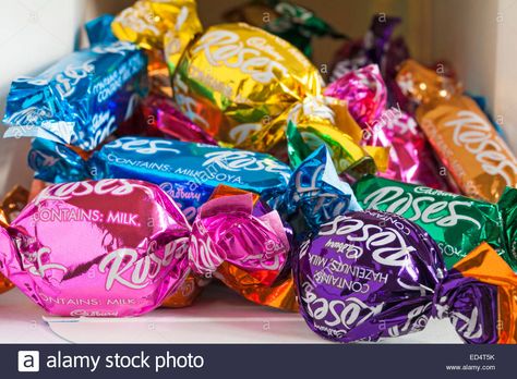 Download this stock image: Looking into opened box of Cadbury Roses chocolates - ED4T5K from Alamy's library of millions of high resolution stock photos, illustrations and vectors. Cadbury Roses, The Dave Clark Five, Chocolate Wrapper, Chocolate Wrappers, Sugar Rush, Photo Look, Chocolates, Rush, High Resolution