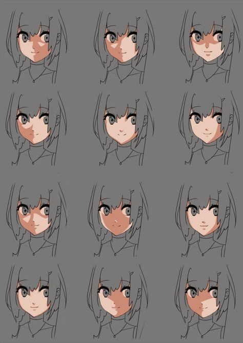 How to Art                                                                                                                                                                                 More Anime Face Shading, Face Shading, Shading Practice, Shadow Drawing, الفن الرقمي, Anime Face, Anime Tutorial, Digital Art Beginner, Drawing Faces