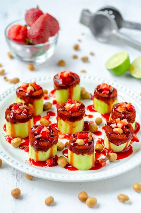 Strawberry Pepinos Locos « Dora's Table Fruit Table Ideas, Mexican Dessert Table, Mexican Fruit, Tamarind Candy, Diwali India, Art Techno, Celebration Dance, Fruit Table, Mexican Treats