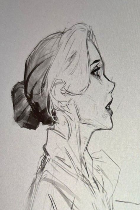 Side Facing Pose Reference, Character Side Profile Design Reference, Side View Profile Drawing, Hair Laying Down Drawing Reference, Devastated Reference, Fem Side Profile, Women Profile Drawing, Face Side Reference, Side Profile Expressions Drawing