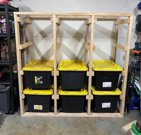 🛠️ Tote Storage Rack Plans | Garage Organizer & Bin Shelf DIY 🛠️ Get organized with this DIY Tote Storage Rack! Perfect for your garage, basement, or workshop, these PDF woodworking plans will help you build a sturdy bin rack to store your Costco totes or storage boxes efficiently. ✨ Key Features: Garage Organizer: Keep your space clutter-free with this efficient bin storage solution. 🧰 Versatile Rack: Ideal for organizing Costco boxes, totes, and other large containers. 📦 PDF Download: Inst Garage Storage Bins, Storage Bin Shelves, Diy Totem, Bin Rack, Garage Organizer, Garage Storage Inspiration, Wooden Storage Shelves, Diy Storage Shelves, Garage Shelves