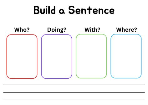 Build a sentence worksheet with a blank template you can photocopy and an example! Digital download only Build A Sentence Worksheet, Sentence Worksheet, Sentence Building Worksheets, Build A Sentence, Sentence Building Activities, Sentence Activities, Sentence Building, Preschool Reading, A Sentence