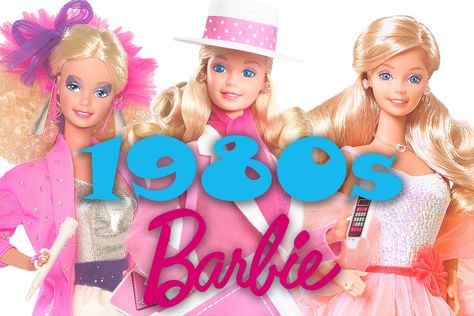 Barbies Throughout The Years, Barbie Dolls 1980s 90s, 80 Barbie Costume, 1980 Barbie Dolls, Barbies From The 80s, Barbie Vintage Outfits, Vintage Barbie Accessories, 80s Barbie Outfits, 90s Barbie Outfits