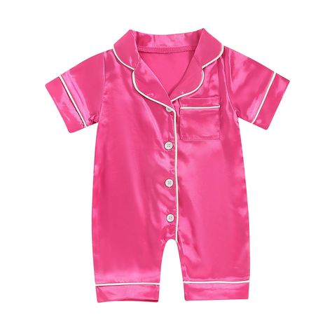 PRICES MAY VARY. Material: The one piece satin pajams jumpsuit for baby girl is made of high quality cotton blend soft, smooth and breathable, make you comfortable Sof Material: The silk summer pajamas for girls is made of high quality polyster and spandex, which feels soft , lightweight and comfortable Feature: crew neck, lapel, silk, short sleeve, button down, solid color, pjs jumpsuit, toddler silk pajama romper, girls satin pajamas, toddler satin pajamas, summer pjs kids, silk pajamas jumpsu Jumpsuit Pjs, Loungewear Design, Pajamas Jumpsuit, Infant Pajamas, Pajama Onesie, Romper Pajamas, Newborn Hospital Outfits, Pajamas Silk