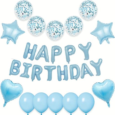 Faster shipping. Better service Blue Birthday Decorations, Light Blue Birthday, Blue Happy Birthday, 18th Birthday Party Themes, Happy Birthday Balloon Banner, Birthday Lights, Blue Birthday Parties, Girl Birthday Decorations, Happy Birthday Lettering