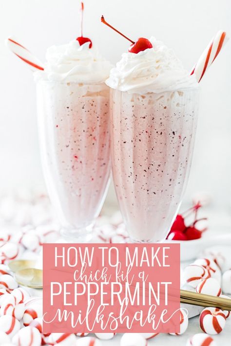 Chick Fil A Peppermint Milkshake, Peppermint Shake Recipe, Peppermint Milkshake Recipe, Peppermint Shake, Peppermint Milkshake, Peppermint Recipes, Copycat Chick Fil A, Copy Cats, Fun Dessert