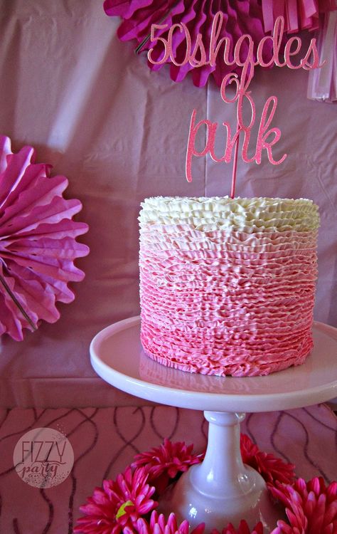 Pink Party cake by Dream Cakes, topper by Bella Grey Designs 33 Birthday Theme, 50 Shades Of Pink Party, Shades Of Pink Party, Pink Party Cake, Pinkalicious Party, 50 Shades Of Pink, Pink Party Theme, 13 Birthday Cake, Pink Party Decorations