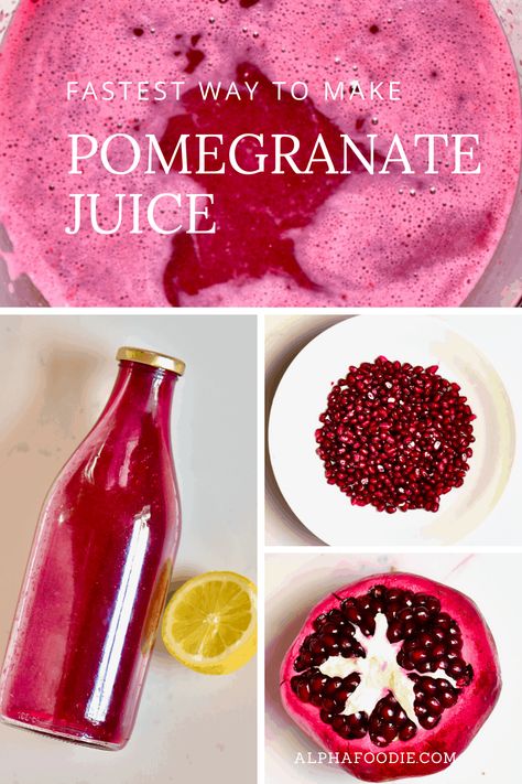 How To Juice A Pomegranate, What To Make With Pomegranate Seeds, Uses For Pomegranate Seeds, Pomegranate Recipes Drinks, Pomegranate Kombucha, Fresh Pomegranate Juice, How To Make Juice, Food Tutorials, Pomegranate Recipes