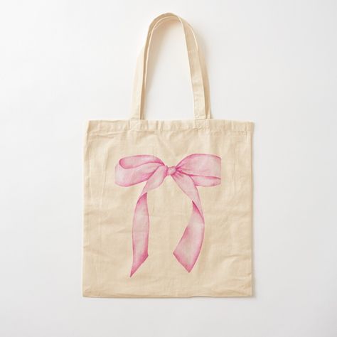 100% cotton reusable shopping carry bag with digital print on one side. Tote Bag Painting Aesthetic, Pink Bow Aesthetic, Bow Aesthetic, Bag Painting, Prada Mini, Painted Tote, Pink Coquette, Pink Tote Bags, Sofia Coppola