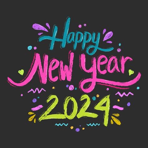 2024 happy new year colorful typography | Premium Vector #Freepik #vector #sign #background #new #holiday Happy New Year Vector Design, Happy New Year 2024 Cute, Happy 2024 New Year, 2024 Happy New Year, Happy New Year 2024 Design, Happy New Year 2024 Images, 2023 Goodbye, Happy 2024, Colorful Typography