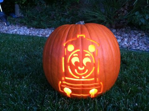 Thomas the Train - pumpkin carving.  This one is for Brady Thomas The Train Pumpkin Carving, Train Costume, Old Halloween Costumes, Pumpkin Patterns, Pumkin Carving, Thomas Train, Pumpkin Template, Train Pumpkin Carving, Train Pumpkin