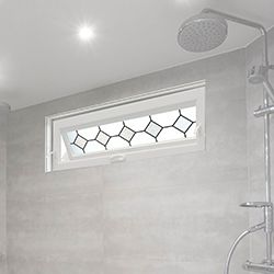 Bathroom Awning Window, Transom Shower Window, Transom Window In Bathroom, Shower With Small Window, Shower With Transom Window, Transom Windows Bathroom, Bathroom With Window In Shower Ideas, Window In Shower Ideas, Windows In Showers