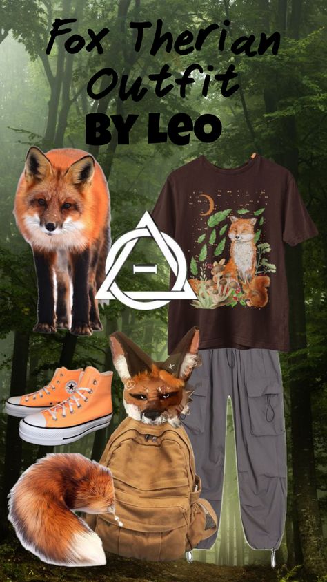 Therian Fox outfit Fox Themed Outfit, Fox Outfit Aesthetic, Fox Therian Outfits, Fox Inspired Outfit, Therian Style, Park Ranger Aesthetic, Therian Outfits, Fox Outfit, Fox Therian