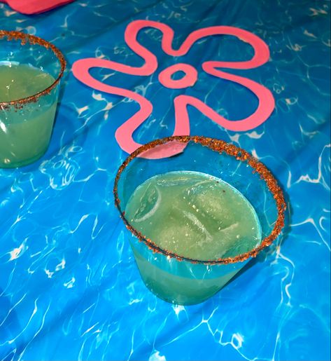 Spongebob Bachelorette Theme, Spongebob Themed Alcoholic Drinks, Spongebob Party Centerpieces, Spongebob Wedding Theme, Spongebob Cocktail, Spongebob Themed Drinks, 25 Years Later Spongebob, Spongebob Birthday Party Adult, Spongebob Bachelorette Party