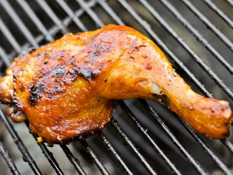 Chicken Inasal, adapted from the book "Memories of Philippine Kitchens" Chicken Inasal Recipe, Chicken Inasal, Gochujang Chicken, Serious Eats Recipes, Chicken Leg Quarters, Garlic Fried Rice, Serious Eats, On The Grill, Filipino Recipes