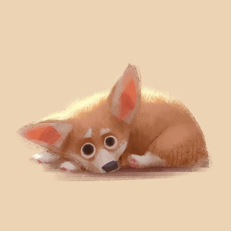 Drawing Puppy, Puppy Doodle, Lynn Chen, Draw Dogs, Doodles Sketches, Corgi Drawing, Drawing Doodles, Corgi Art, Pet Illustration