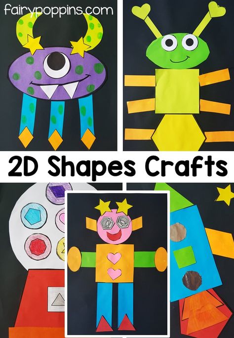 2D Shapes crafts for kids with printable headings and templates - Fairy Poppins Pattern Blocks Activities, 2d Shapes Activities, Shapes Kindergarten, 2d And 3d Shapes, Shapes Preschool, Early Learning Activities, Shapes Worksheets, 2d Shapes, Shapes Activities