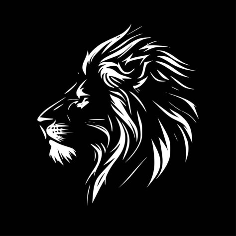 Lion - Black and White Isolated Icon - Vector illustration Lion Logo Black Background, Vector Art Animals, Lion Black And White, Lion Profile, Black Jaguar Animal, Leon Logo, Lion Stencil, Lion Icon, Logo Lion