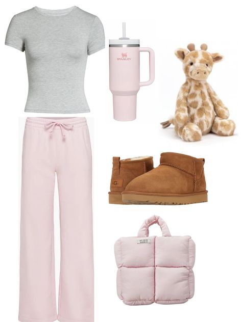 Coquette Outfit Comfy, Coquette Outfit Leggings, Lazy Coquette Outfits, Pink Sweatpants Outfit Winter, Coquette Comfy Outfits, Coquette Gym Outfit, Outfits With Pink Leggings, Simple Pink Outfits, Comfy Coquette Outfit