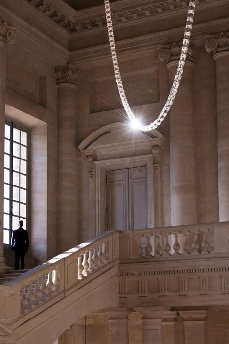 Gabriel Chandelier at the Château de Versailles by Ronan and Erwan Bouroullec Bouroullec Design, Chateau Versailles, Erwan Bouroullec, Chandelier Style, Chandelier Design, Versailles, Luz Led, Crystal Chandelier, Warm Light