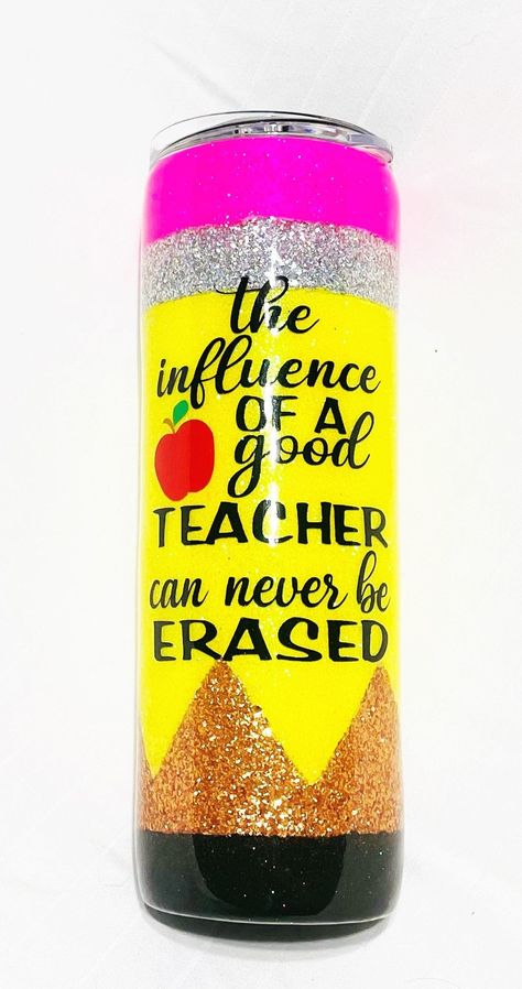 Pencil Teacher Glitter Tumbler Vinyl Chaos Design Co. Quote Font, Family Decals, Short Quote, Fishing Decals, Monogram Tumbler, Teacher Tumbler, Funny Decals, Glitter Tumblers, Vinyl Gifts