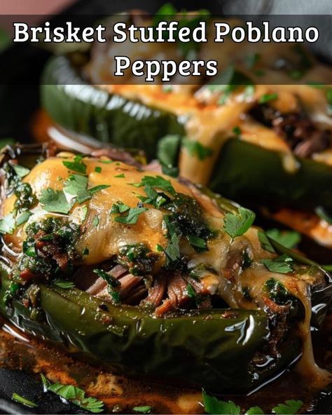 Brisket Stuffed Poblano Peppers – Tnextrecipes Beans And Vegetables, Poblano Peppers Recipes, Rice Black Beans, Ground Beef Rice, Chili Relleno, Beef Rice, Poblano Peppers, Chicken Enchilada Casserole, Stuffed Poblano Peppers