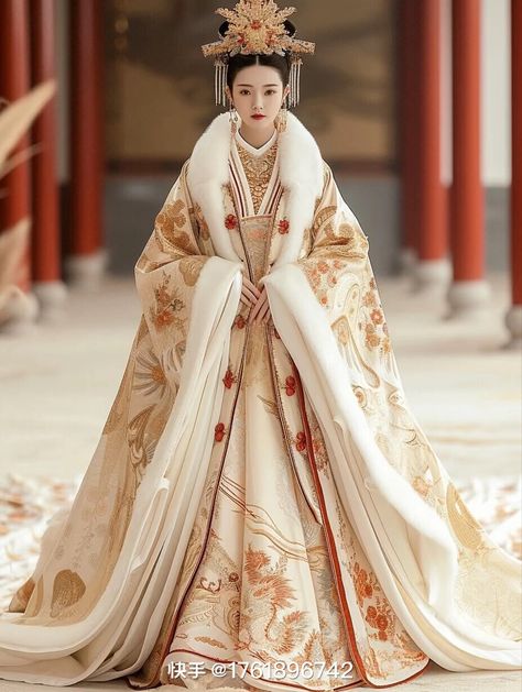 Traditional Chinese Empress Dress, Japanese Royalty Clothing, Chinese Clothes Traditional, Chinese Traditional Dress Princesses, Empress Hanfu, Hanfu Armor, Chinese Empress Dress, Chinese Hanfu Princesses, Chinese Royalty