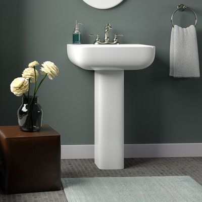 Modern Pedestal Sink Bathroom, Pedistool Sink, Small Bathroom With Pedestal Sink, Modern Pedestal Sink, Pedestal Sink Bathroom, Sutton House, Pedestal Bathroom Sink, Old Bathrooms, Rectangular Sink Bathroom