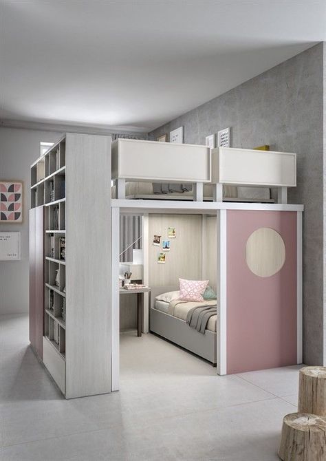 A Loft Bed, Teenage Room Decor, Teen Bedroom Designs, Folding Furniture, Girl Bedroom Designs, Teen Room Decor, Furniture Couch, Teenage Bedroom, Teen Bedroom Decor