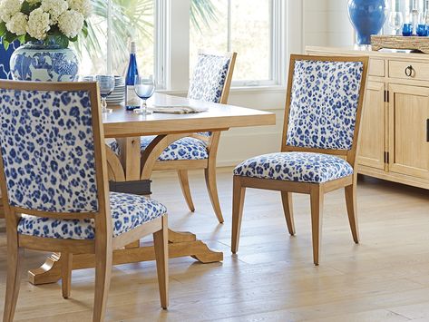 Eastbluff Upholstered Side Chair | Lexington Home Brands Dining Chairs Blue, Barclay Butera, Lexington Home, Upholstered Panels, Living Room Shop, Upholstered Side Chair, Linen Upholstery, Childrens Furniture, Blue Ivory