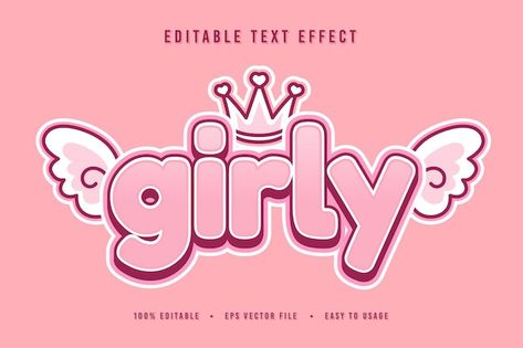 Girly Typography, Girly Logo Design, Girly Graphic Design, Girly Logo, Text Cute, Girly Fonts, Kawaii Logo, Font Cute, Cute Text