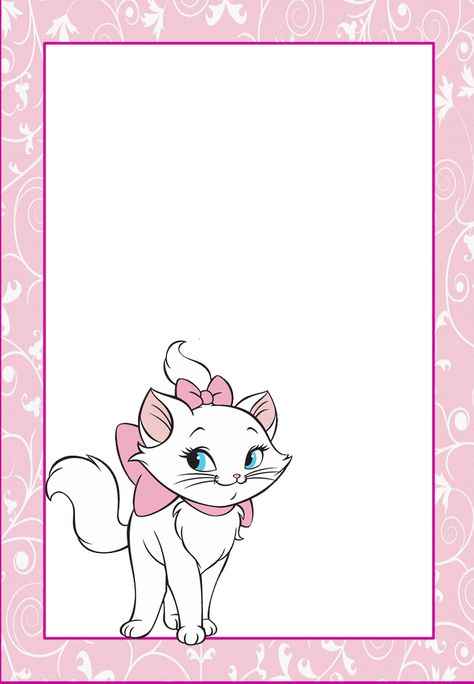 Aristocats Party, Frames For Pictures, Cat Birthday Invitations, Disney Princess Palace Pets, Printable Frames, Hello Kitty Printables, Fall Clip Art, Marie Cat, Writing Paper Printable Stationery