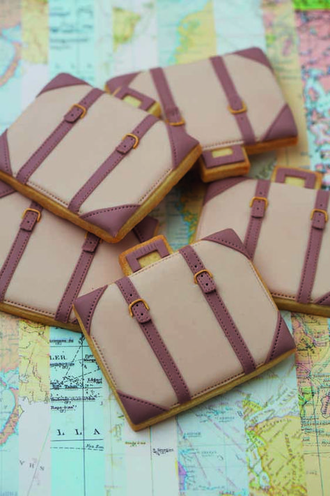 We’ve entered #2016, and one of the main topics of conversation are #holidays!  To ease you into your decision, why don’t you pop the kettle on, and have a nibble on these perfect #Suitcase #Biscuits? #CakeDecorating #Travel #Cookies Luggage Tag Cookies, Suitcase Cookies Decorated, Suitcase Cookies, Travel Cookies, Topics Of Conversation, Artisan Gift Box, Buttercream Cookies, Travel Bridal Showers, Praline Chocolate