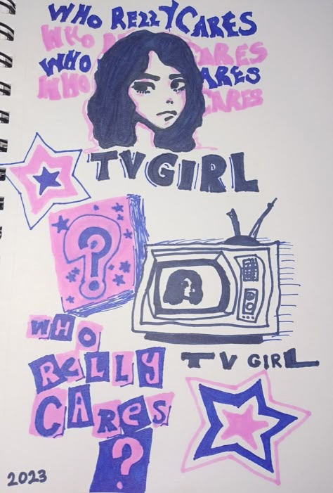 Tv Girl Art Ideas, Tv Girl Painting Ideas, Tv Girl Pixel Art, Tv Girl Sketch, Tv Girl Drawing Ideas, Tv Girl Sticker, Loving Machine Tv Girl, Tv Girl Fanart, Song About Me Tv Girl